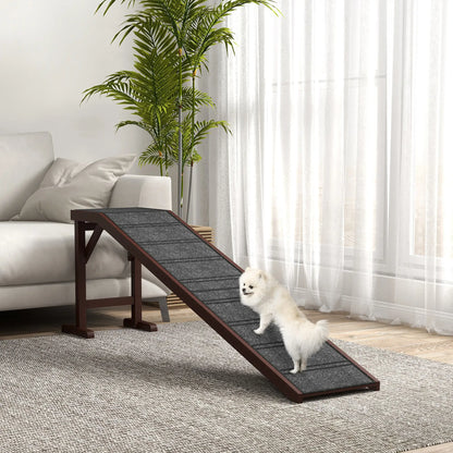 Pet Ramp Bed Steps, Non-Slip Carpet Top, Pine Wood, 74"L x 16"W x 25"H, Brown Dog Stairs at Gallery Canada