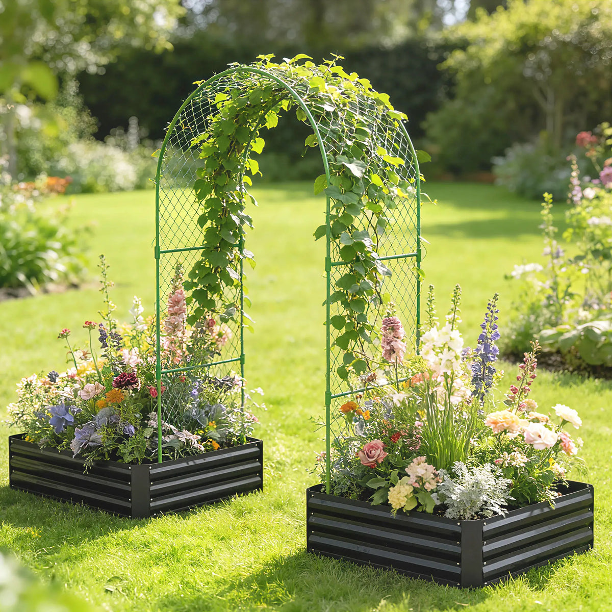 Metal Raised Garden Bed With Trellis, Galvanized Garden Kit, Black Galvanized Planter Boxes at Gallery Canada