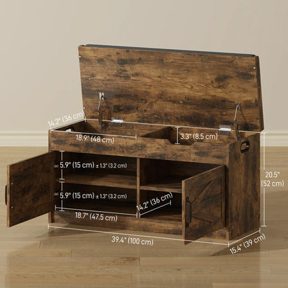 Shoe Storage Bench, 2-Tier Cabinet, Flip-Top, Padded Cushion, Rustic Brown Shoe Storage Cabinets & Racks at Gallery Canada