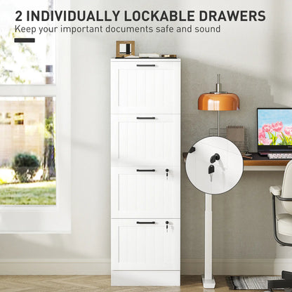 4 Drawer Filing Cabinet with Lock, Office Storage, A4 Letter Size, White Office Cabinets & Cupboards at Gallery Canada