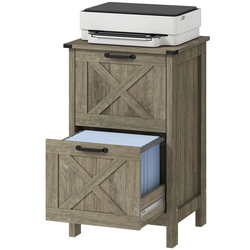 Vertical 2-Drawer Filing Cabinet, Rustic Farmhouse, Letter Size, Grey Wash