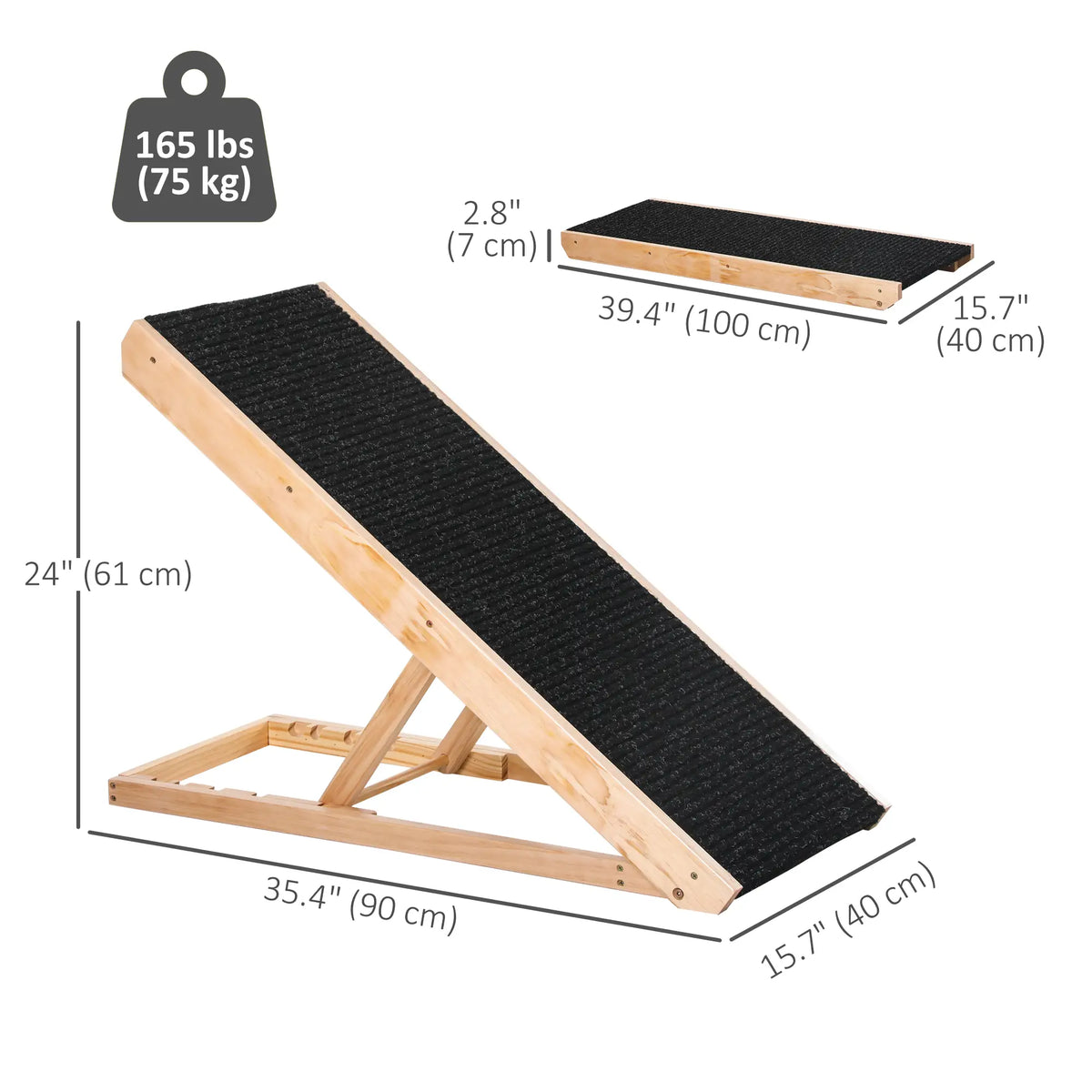 Foldable Dog Ramp for Bed Couch, Height Adjustable, Non Slip Carpeted Surface Dog Stairs at Gallery Canada