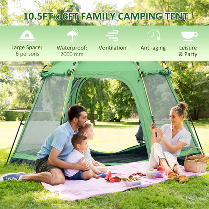 6 Person Instant Tent, 2-Tier Fabric With 4 Windows, Portable Camping, Green Camping Tents at Gallery Canada