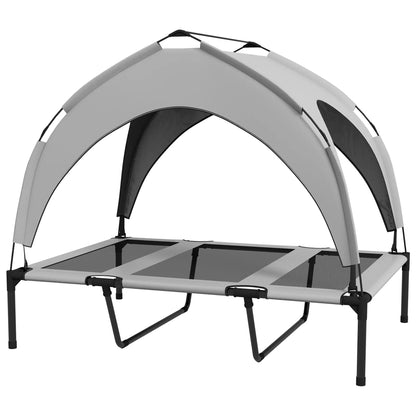 Raised Dog Bed With Canopy, Washable Mesh, Large, Light Grey Elevated Dog Beds Light Grey at Gallery Canada