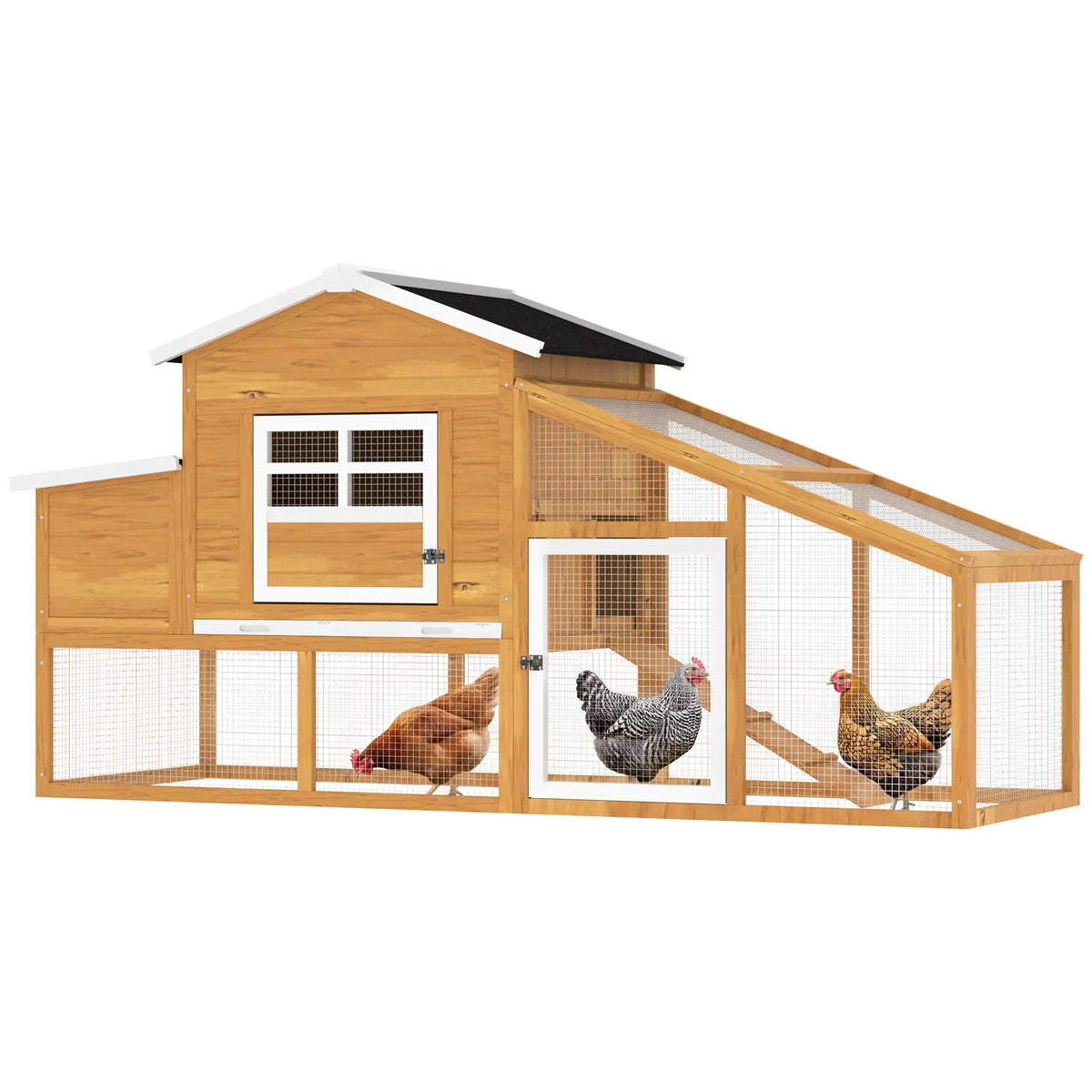 79" Wooden Chicken Coop, Outdoor Hen House, With Removable Tray, Brown Chicken Coops at Gallery Canada