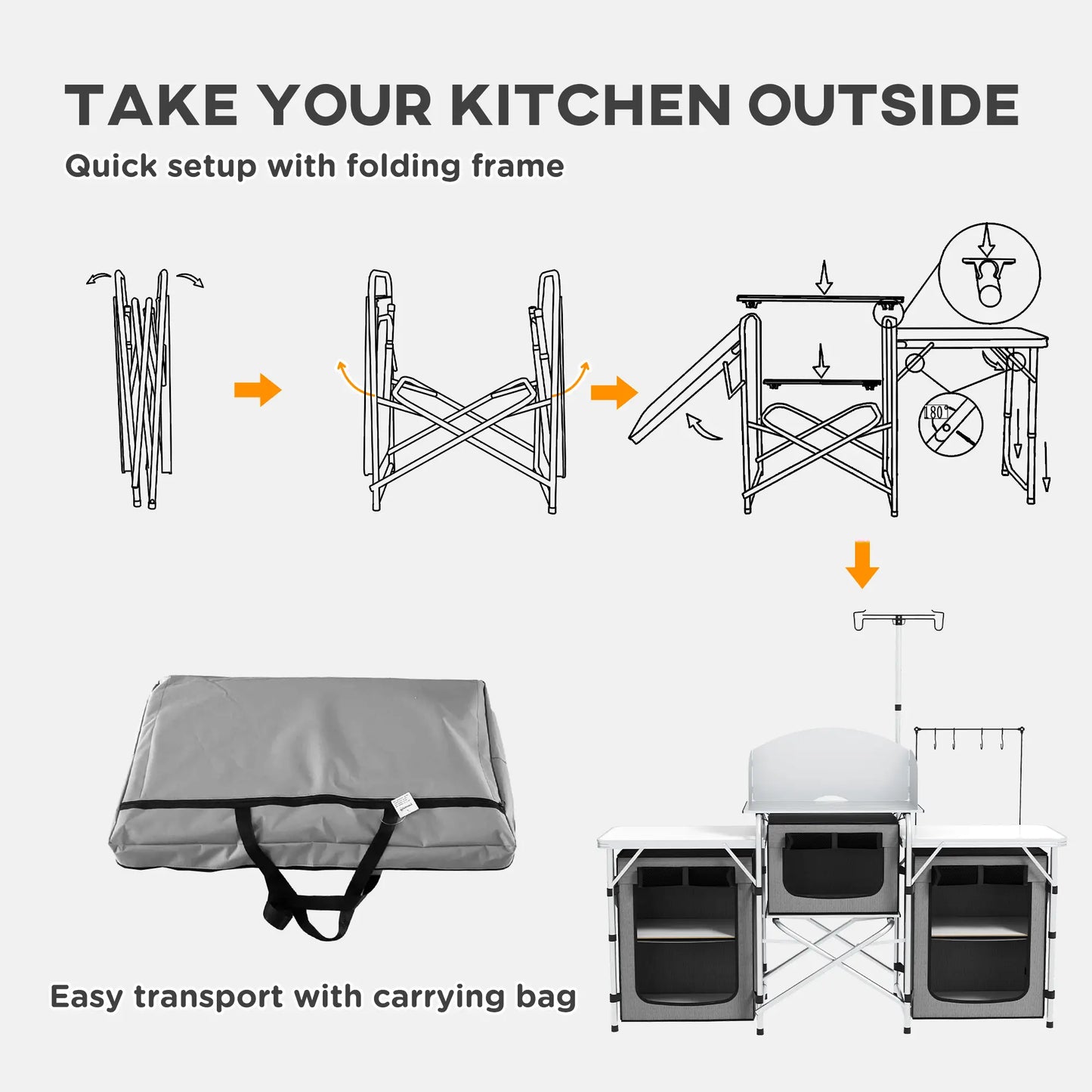 Portable Aluminum Camping Table, Fabric Cupboards, Windshield, Grey Picnic Tables & Camping Chairs at Gallery Canada
