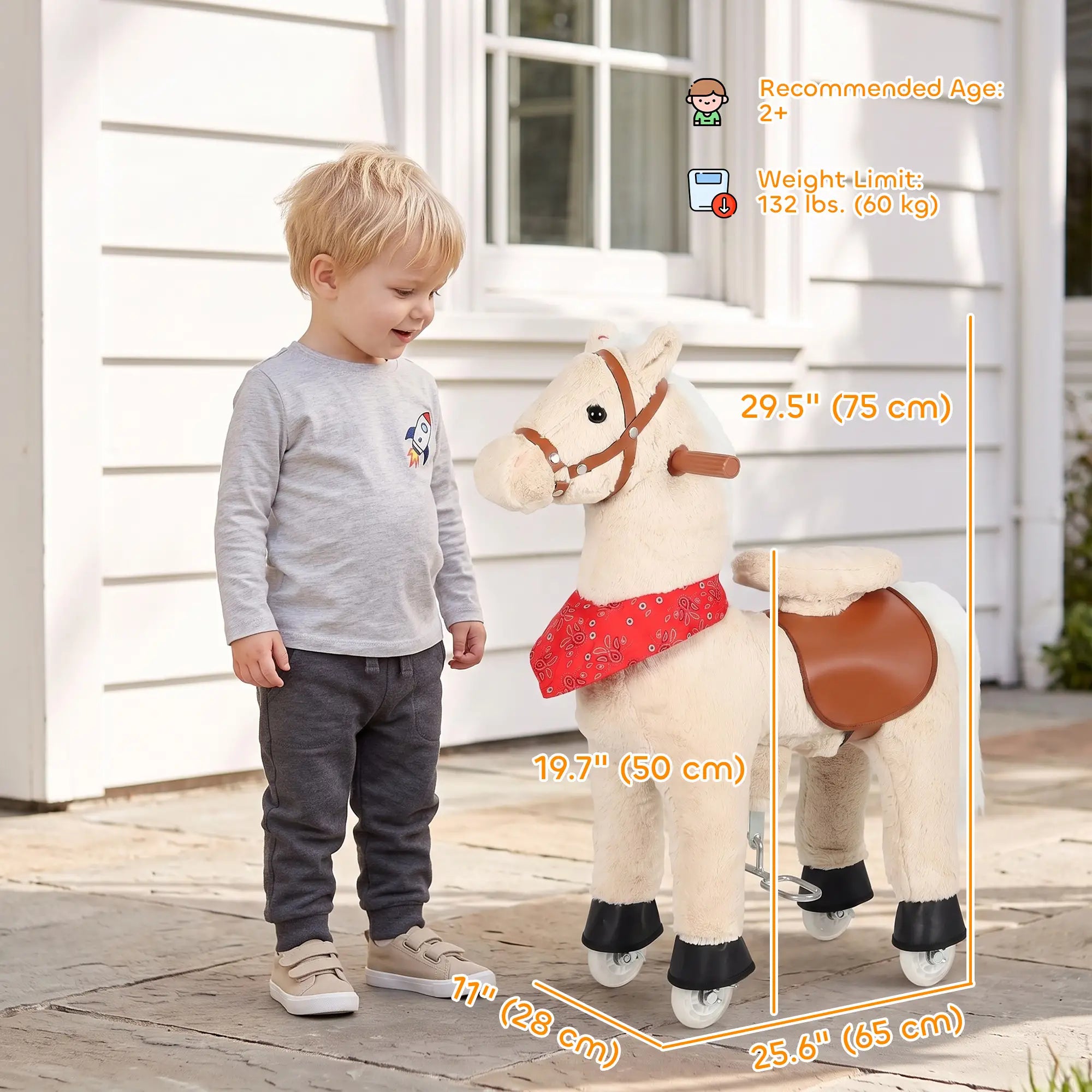 Kids Ride On Horse Toy, Plush Pony, Light Brown Rocking Horses at Gallery Canada