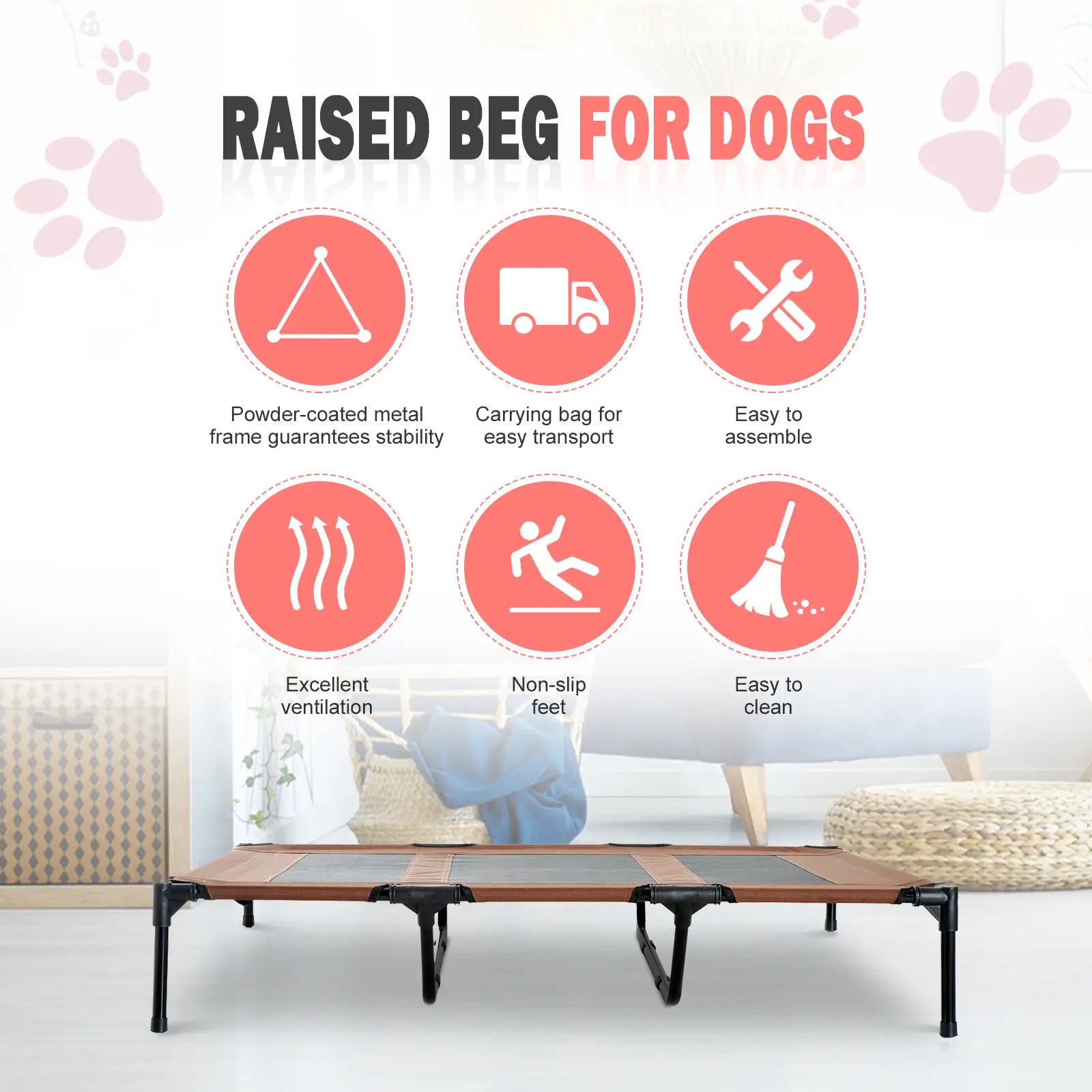 Elevated Dog Bed, XL Dog Cot, 48