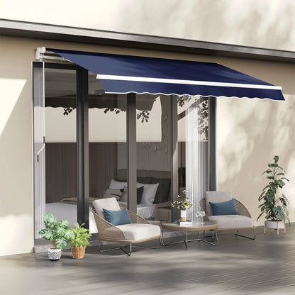 10' x 8' Retractable Awning, Sun Shade Canopy, Aluminum Frame, UV Protection, Blue Deck Awnings at Gallery Canada