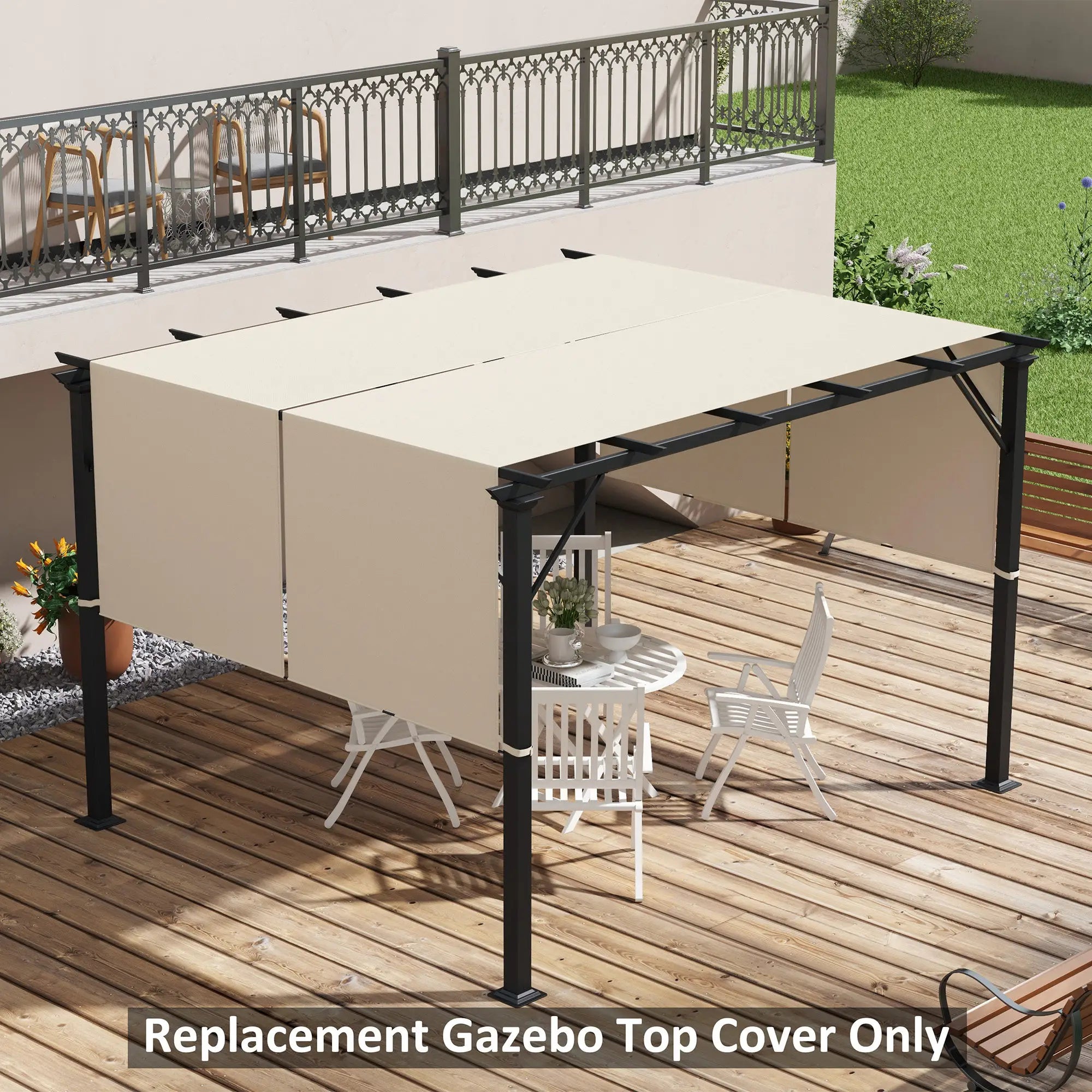 UV Protection Pergola Canopy, 10' x 10', Khaki Gazebo Canopy Replacement Khaki at Gallery Canada