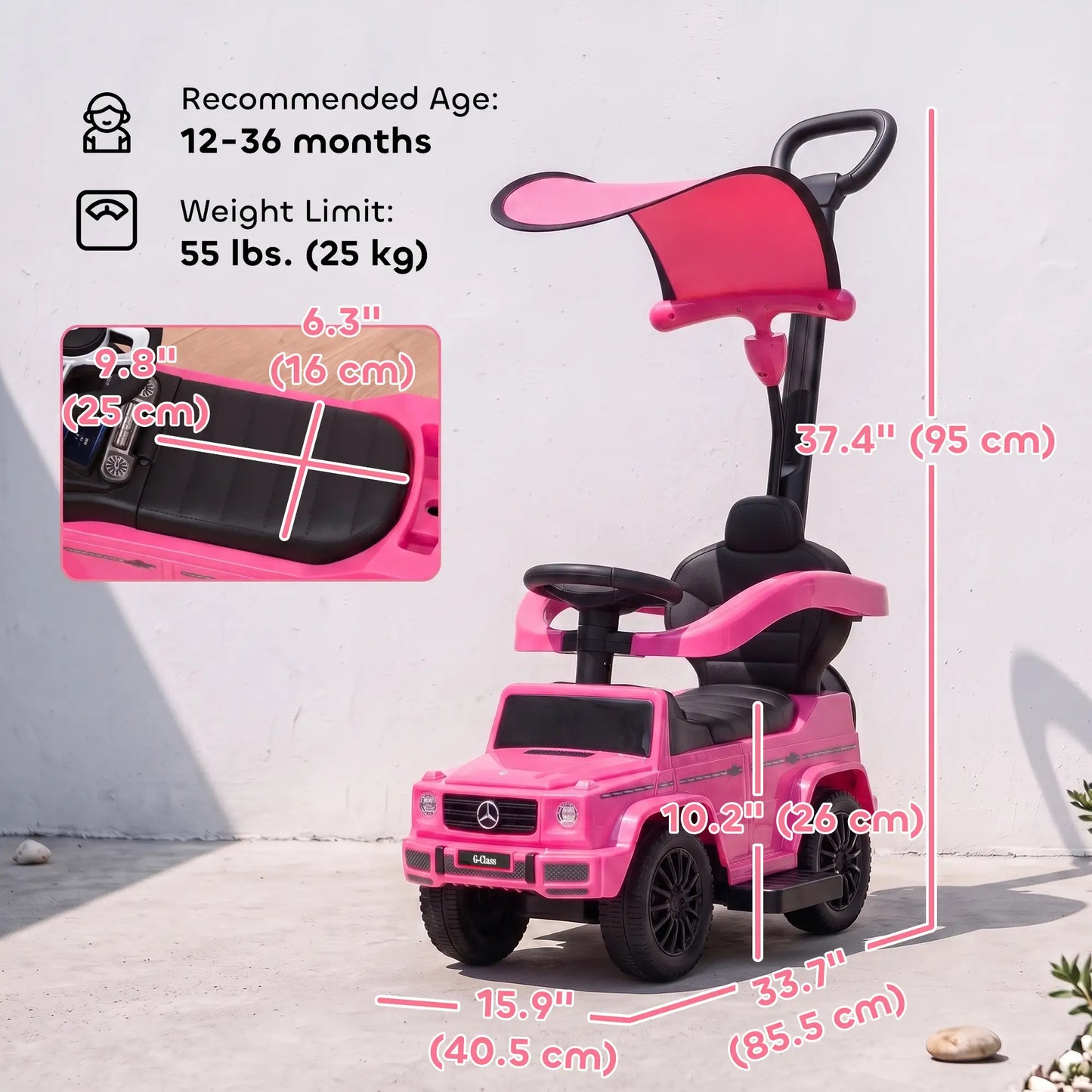 Mercedes-Benz G350 Licensed Push Car, Pink Push Cars for Toddlers at Gallery Canada