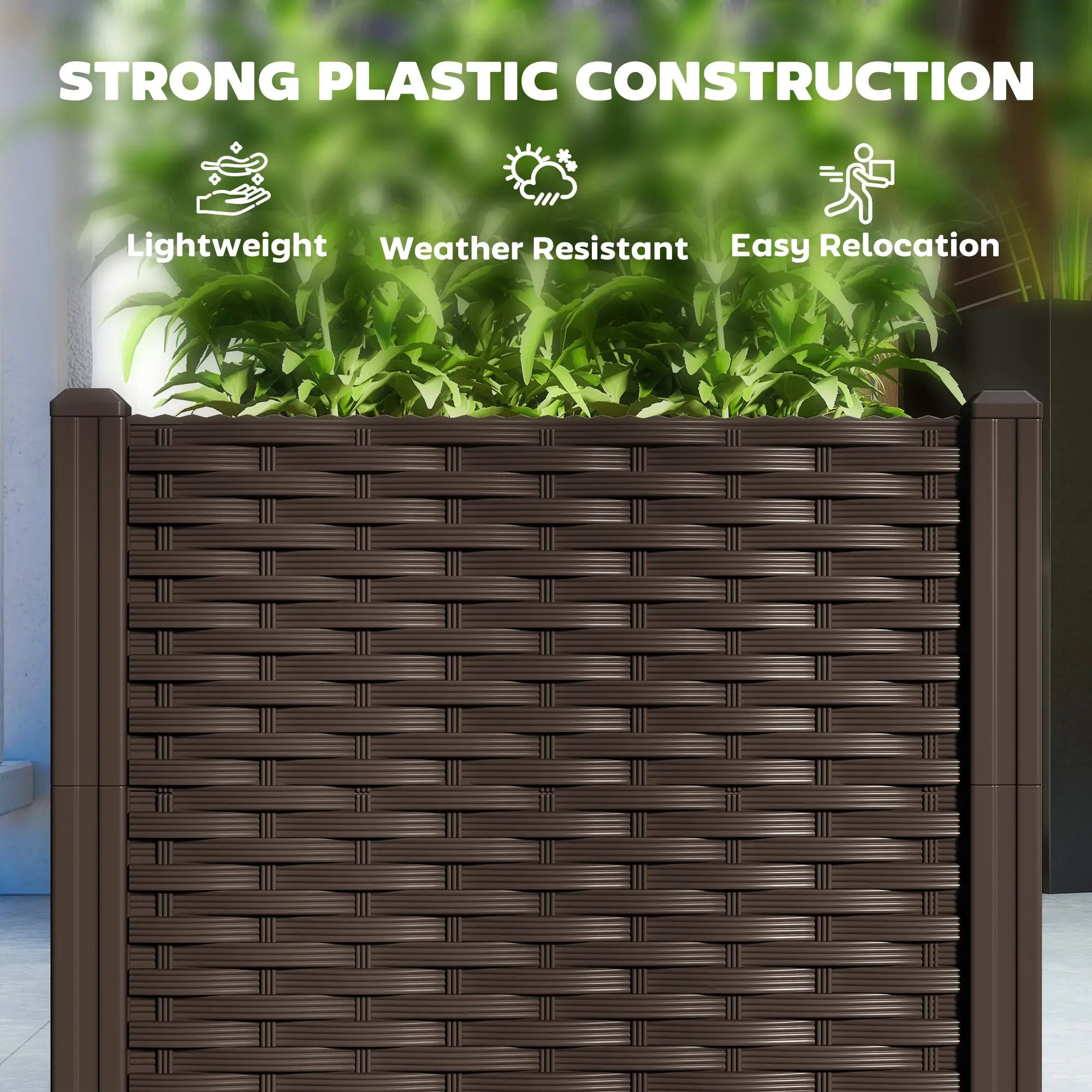 Plastic Raised Garden Bed, Outdoor Planter Box, 63