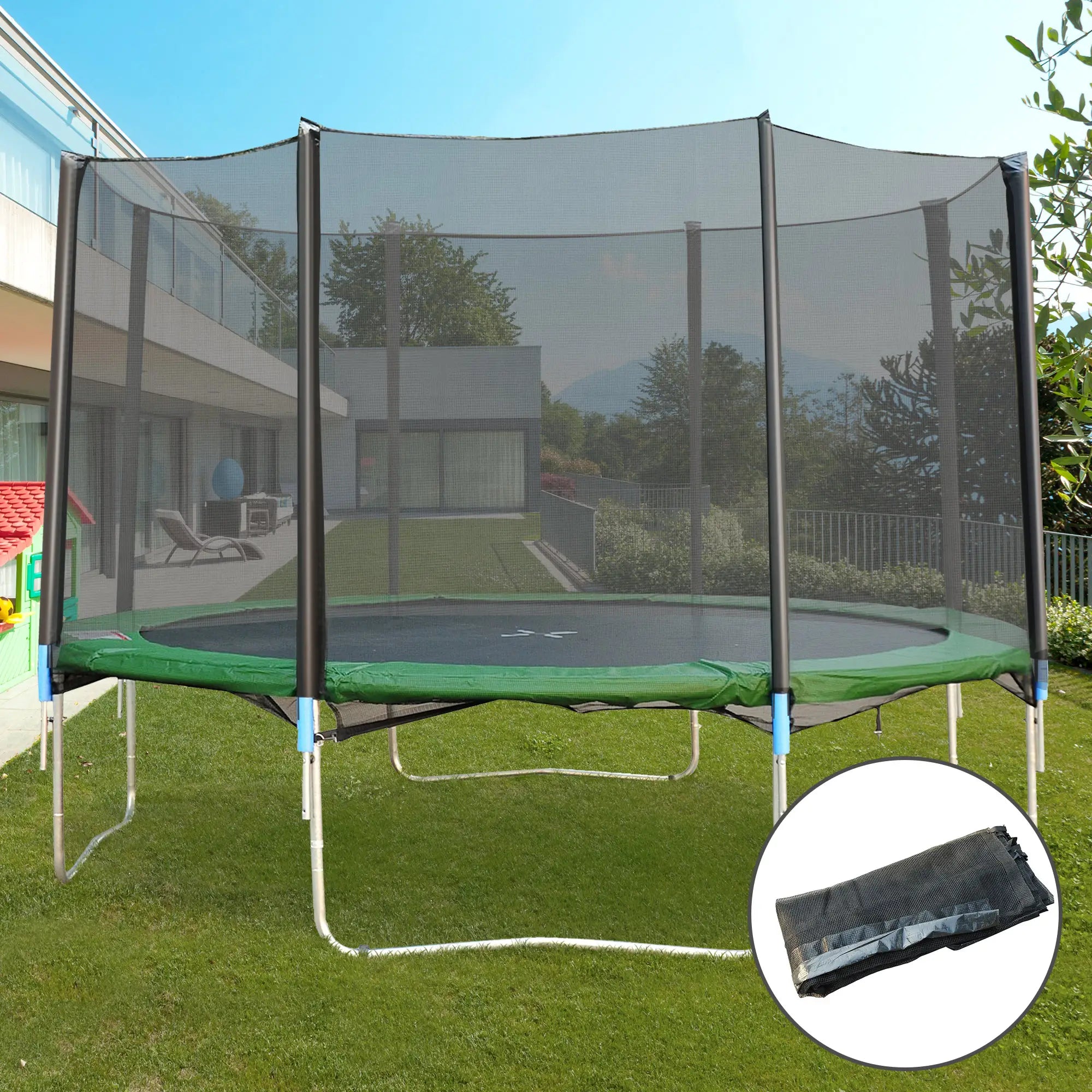 12FT Trampoline Net Enclosure, 8 Poles, Safety Accessories, Black Trampolines at Gallery Canada