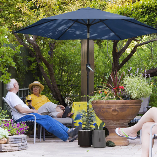 9FT Patio Umbrella With Tilt, Crank, 6 Ribs, UV Protection