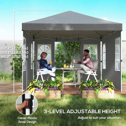9.6 x 9.6 ft Pop Up Canopy Tent, 4 Sidewalls, UPF 50+, Light Grey Pop Up Canopies at Gallery Canada