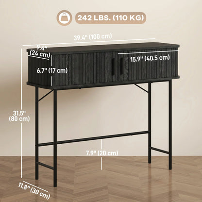 Mid-Century Console Table, Narrow Entryway Table with Storage, Black Console Tables at Gallery Canada