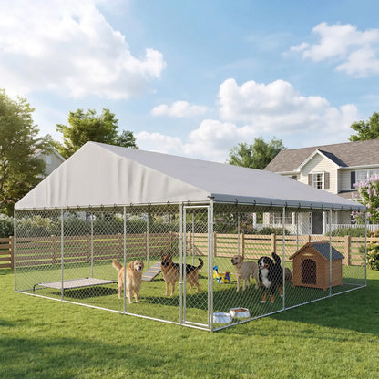 Heavy Duty Outdoor Dog Kennel, Waterproof Roof, Secure Latch, 19.7' x 19.7' x 8.9' Dog Kennels at Gallery Canada