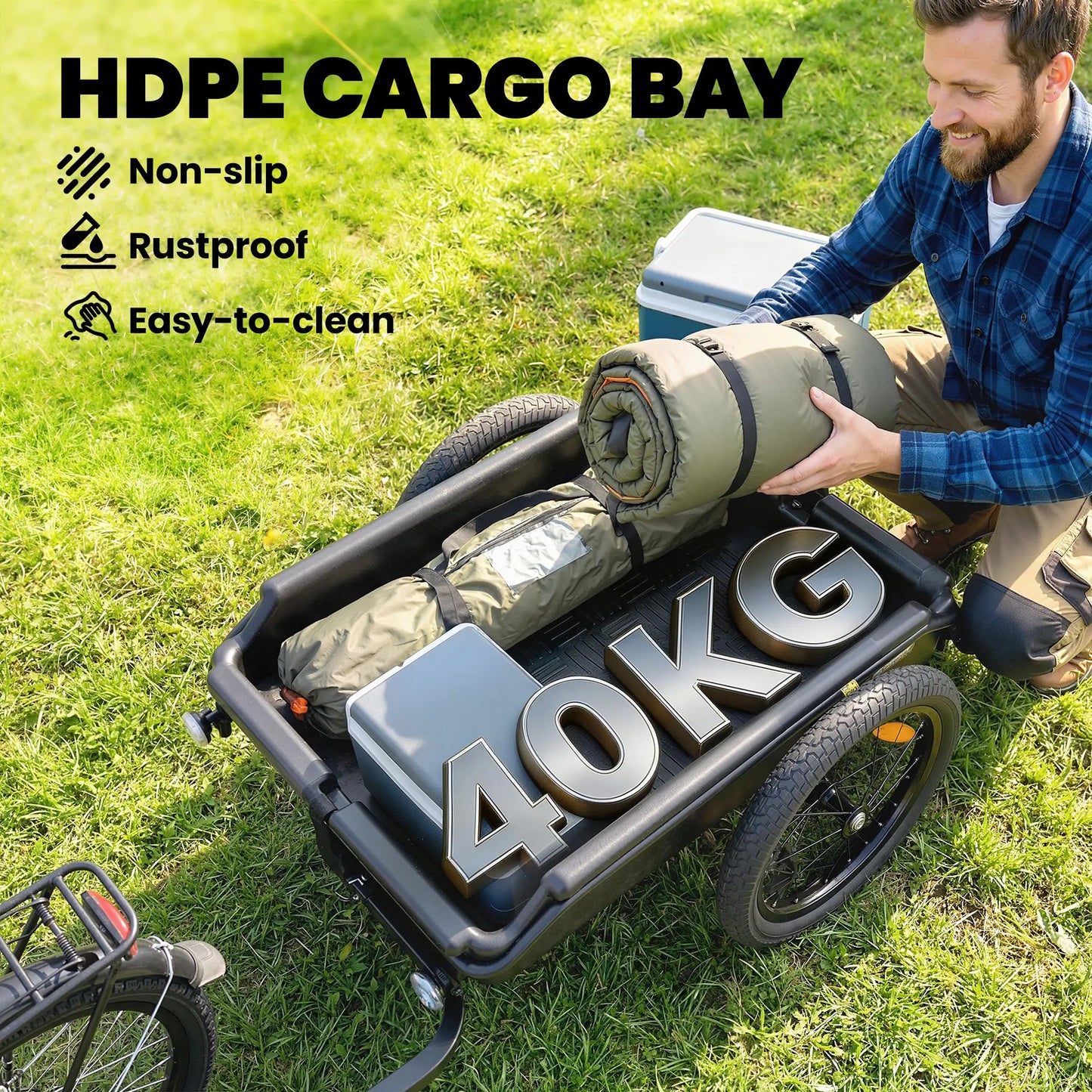 Bike Cargo Trailer, 16" Wheels, Quick Release, Cargo Net, Red Flag, Red Bike Cargo Trailers at Gallery Canada