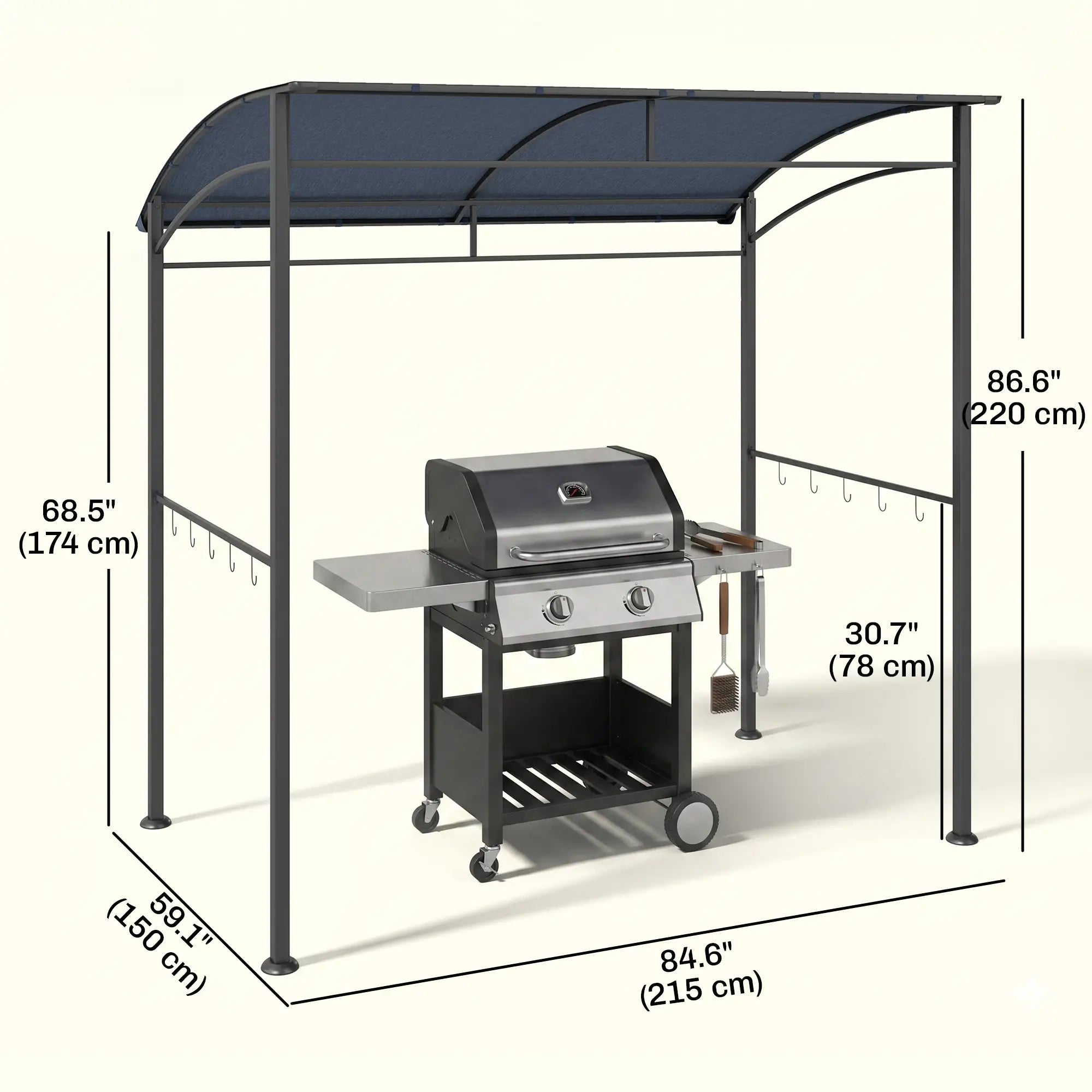 7' x 5' BBQ Grill Gazebo Tent, Steel Frame, Grey BBQ Grill Gazebos at Gallery Canada