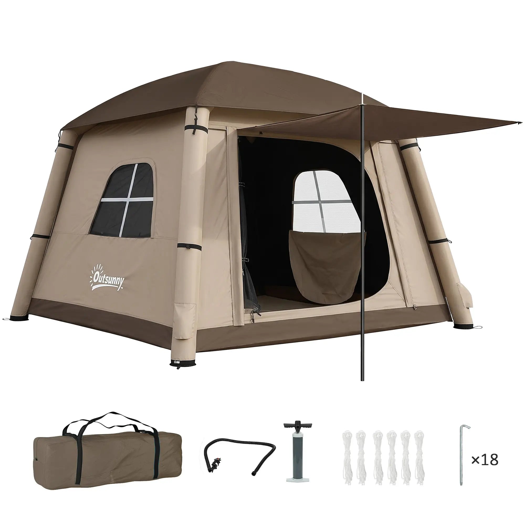 Inflatable Camping Tent, 1-2 Person, Khaki and Brown Camping Tents at Gallery Canada