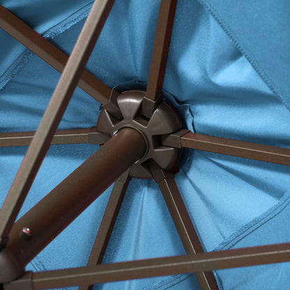 6.5x10ft Rectangle Solar Tilt Umbrella, Aluminum, LEDs, Turquoise Sun Umbrellas at Gallery Canada
