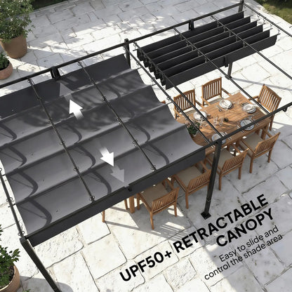 19' x 10' Dark Grey Pergola, Retractable Canopy, UV50+ Sun Shade, Dark Grey Pergolas at Gallery Canada