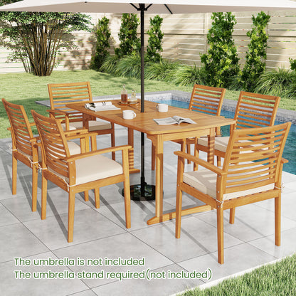 Acacia Wood 7-Piece Patio Dining Set, Natural Patio Dining Sets at Gallery Canada