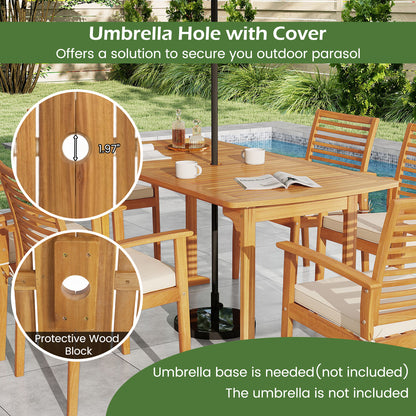 Acacia Wood 7-Piece Patio Dining Set, Natural Patio Dining Sets at Gallery Canada