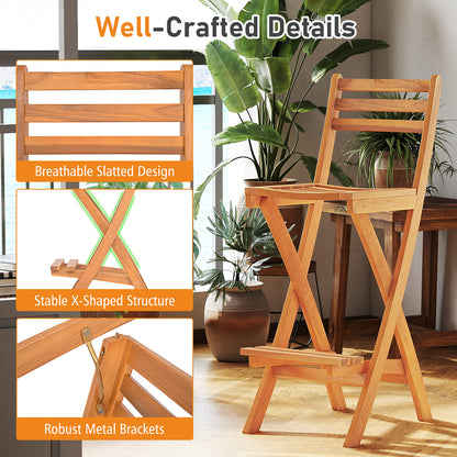 Acacia Wood Bar Height Chair with Backrest and Footrest for Backyard-1pcs Bar Stools at Gallery Canada