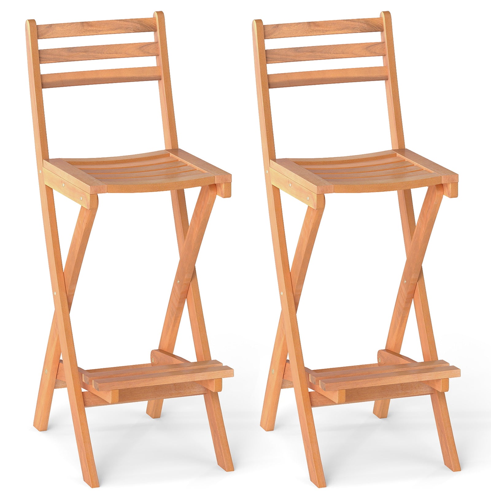 Acacia Wood Bar Height Chair Set of 2 Patio Bar Furniture Natural at Gallery Canada