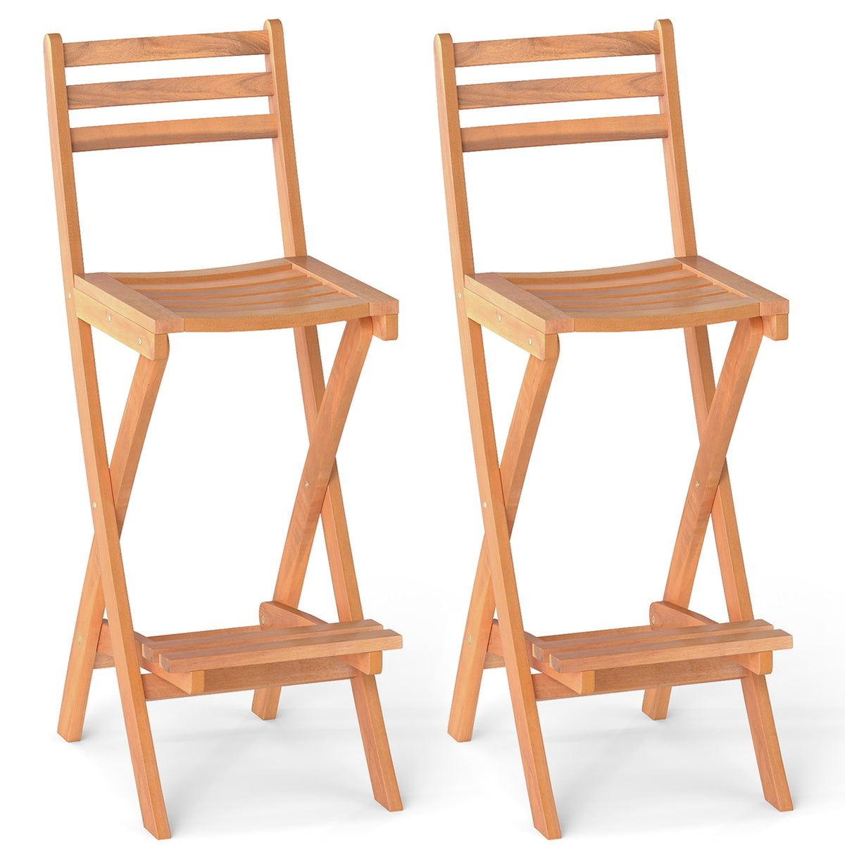 Acacia Wood Bar Height Chair Set of 2 Patio Bar Furniture Natural at Gallery Canada