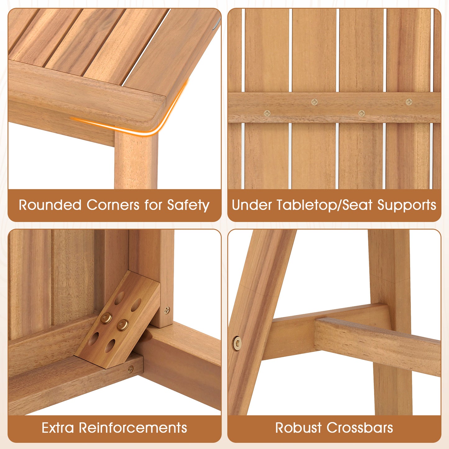 Acacia Wood Outdoor Garden Bench Set of 1/2 with Slatted Seat and 800 lbs Capacity-Set of 1 Outdoor Benches at Gallery Canada