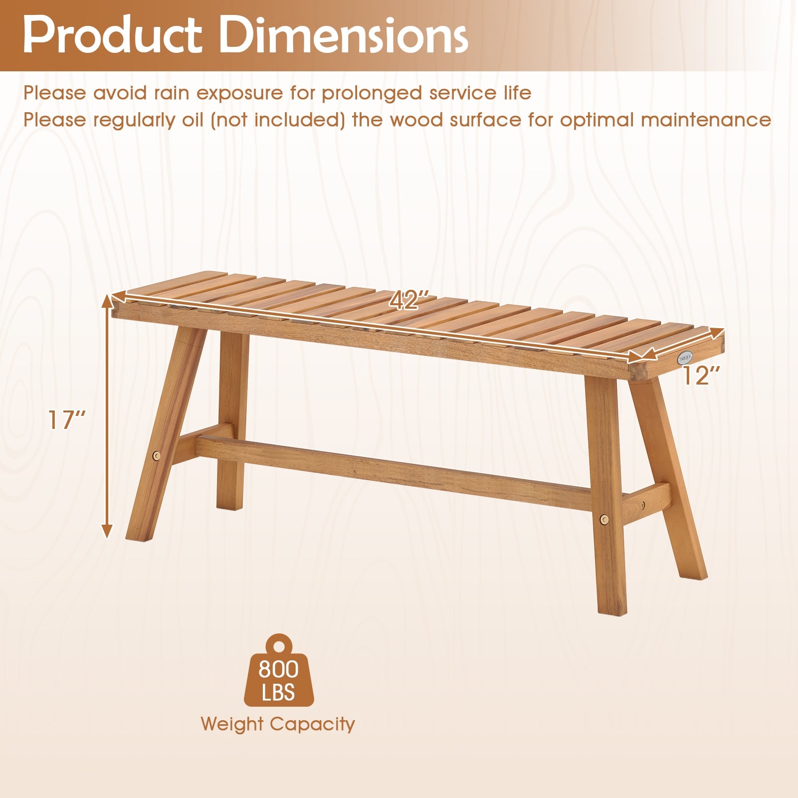 Acacia Wood Outdoor Garden Bench Set of 1/2 with Slatted Seat and 800 lbs Capacity-Set of 1 Outdoor Benches at Gallery Canada
