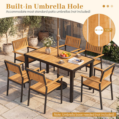 Acacia Wood Outdoor Dining Table, 1.97" Umbrella Hole, 6-Person Patio Dining Tables at Gallery Canada