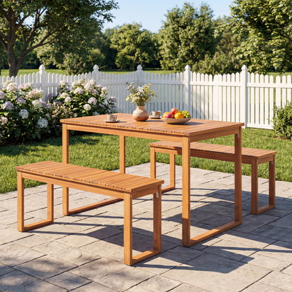Acacia Wood Outdoor Garden Bench Set of 1/2 with Slatted Seat for Front Porch-Set of 1 Outdoor Benches at Gallery Canada