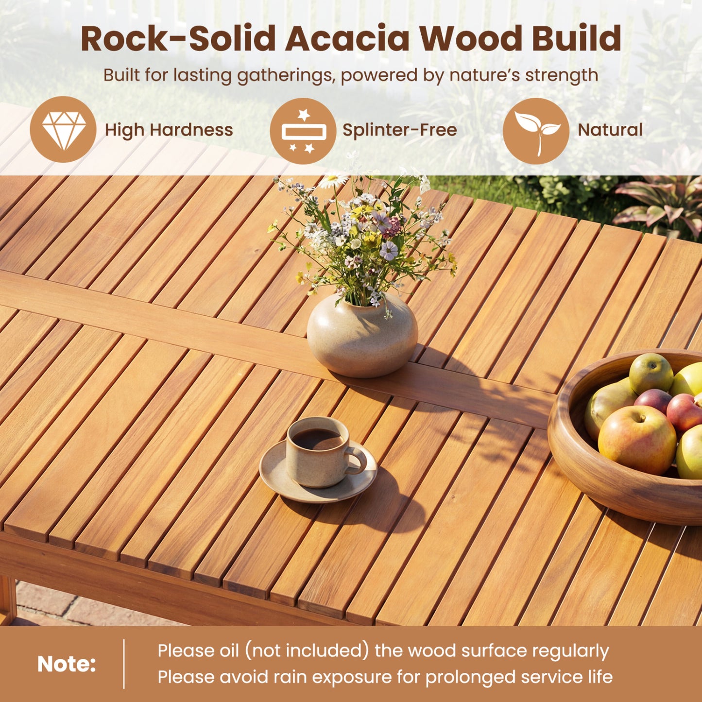 Acacia Wood Outdoor Garden Bench Set of 1/2 with Slatted Seat for Front Porch-Set of 2 Outdoor Benches at Gallery Canada