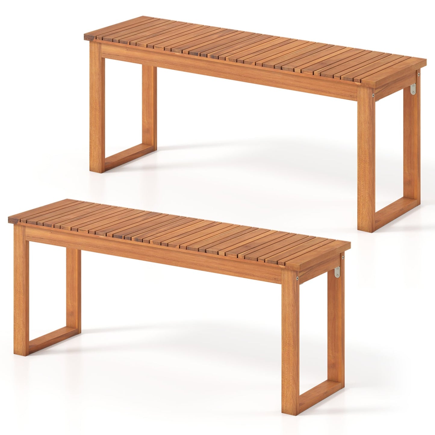 Acacia Wood Outdoor Garden Bench Set of 1/2 with Slatted Seat for Front Porch-Set of 2 Outdoor Benches Options at Gallery Canada