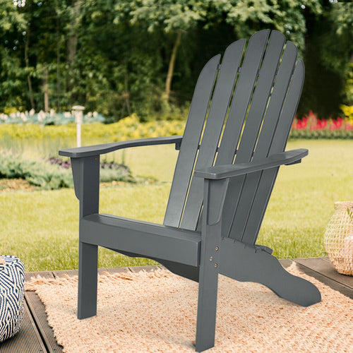 Acacia Wood Outdoor Adirondack Chair, Gray
