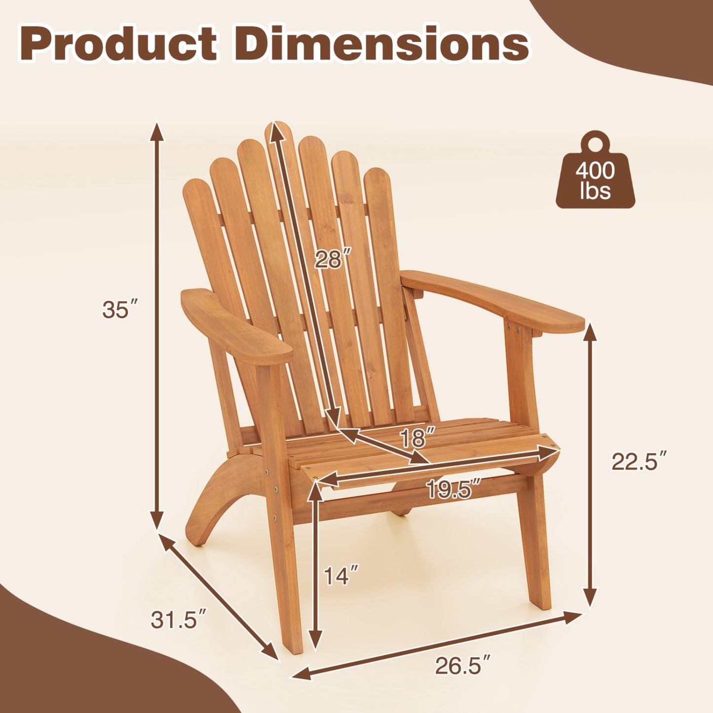 Acacia Wood Outdoor Patio Chair with 400 lbs Weight Capacity, Natural Patio Rocking Chairs & Gliders at Gallery Canada
