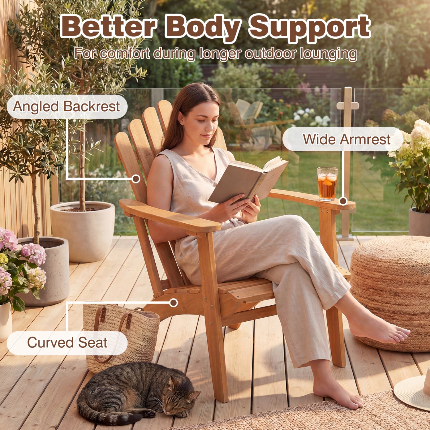 Acacia Wood Outdoor Patio Chair with 400 lbs Weight Capacity, Natural Patio Rocking Chairs & Gliders at Gallery Canada