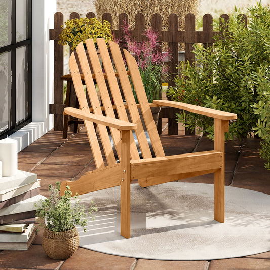 Acacia Wood Patio Adirondack Chair, Inclined Seat, High Backrest, Natural Adirondack Chairs Natural at Gallery Canada