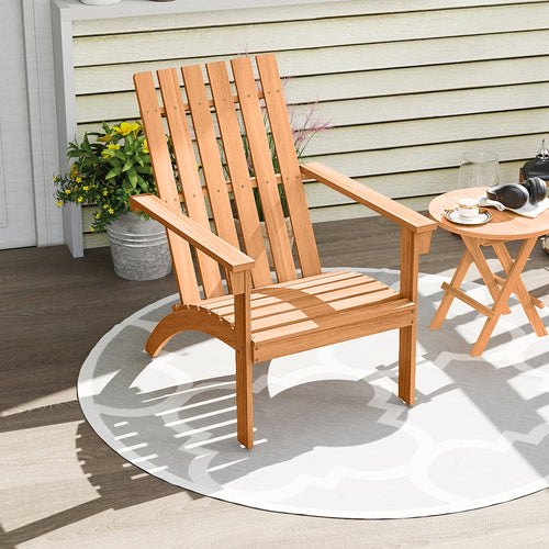 Acacia Wood Patio Adirondack Chair, Inclined Seat, High Backrest, Natural