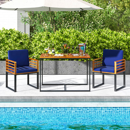 Acacia Wood Patio Dining Table, Metal Frame, Navy Patio Dining Sets at Gallery Canada