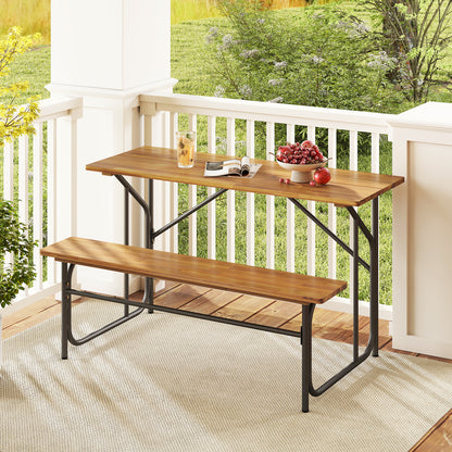 Acacia Wood Patio Table Bench, 2 Person, Natural Picnic Tables at Gallery Canada