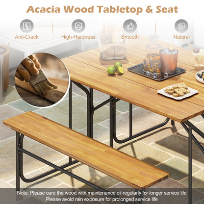 Acacia Wood Patio Table Bench, 2 Person, Natural Picnic Tables at Gallery Canada