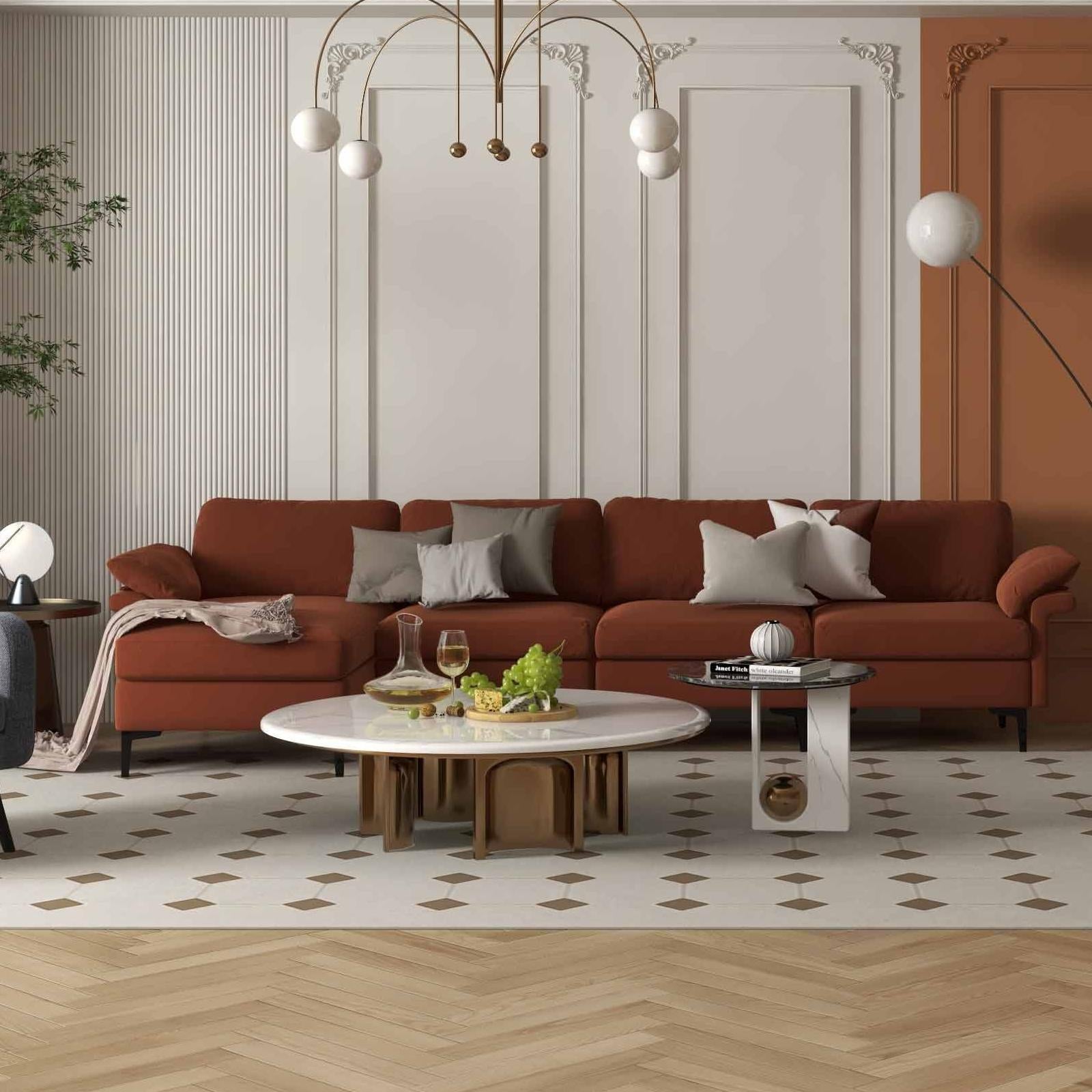 Modern Living Room Furniture Set, 3-Piece, Accent Chair, Side Table, L-Shaped Sectional Sofa, Gray Sofas & Loveseats at Gallery Canada
