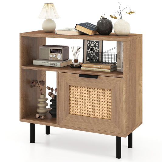 Accent Side Table With Storage Shelf, Cabinet, Natural End & Side Tables Natural at Gallery Canada