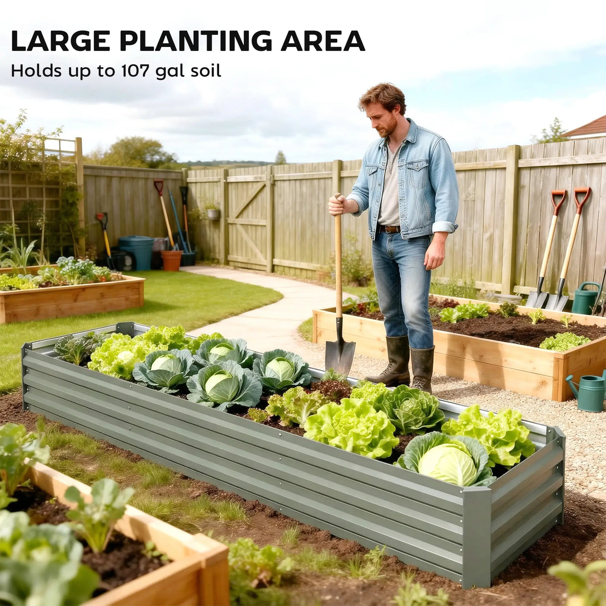 8'x2'x1' Galvanized Raised Bed, Large Elevated Planter Box, Galvanized Galvanized Planter Boxes at Gallery Canada