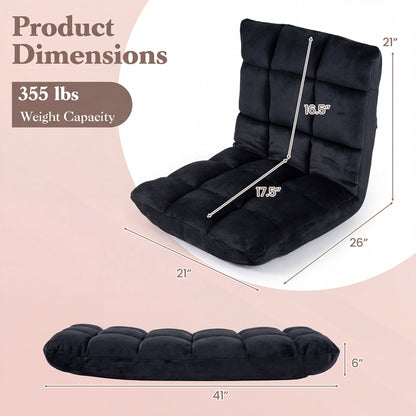 Adjustable 14-Position Floor Chair, Folding Gaming Sofa, Black Floor Chairs at Gallery Canada