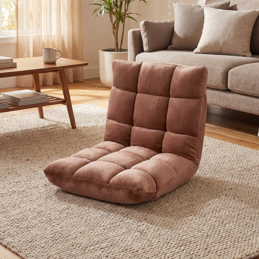 Adjustable 14-Position Cushioned Floor Chair, Beige Floor Chairs Beige at Gallery Canada
